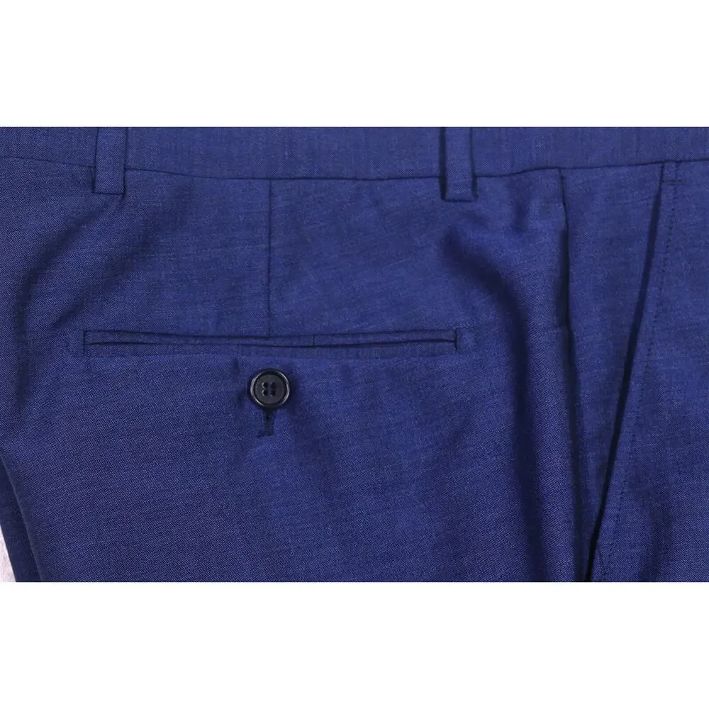 Connaisseur Paris Royal Blue Wool Mohair Silk Slim Fit Dress Pants 36x28